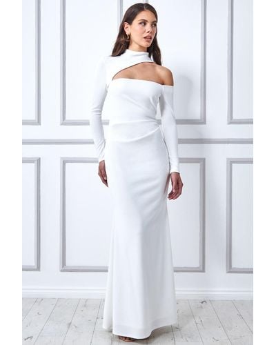 Goddiva Cutout Scuba Crepe Maxi Dress - White