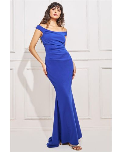 Goddiva Draped Shoulder Velvet Corset Maxi - Tealblue in 2023  Teal blue  dress, Maxi dress blue, Bridesmaid dresses color palette