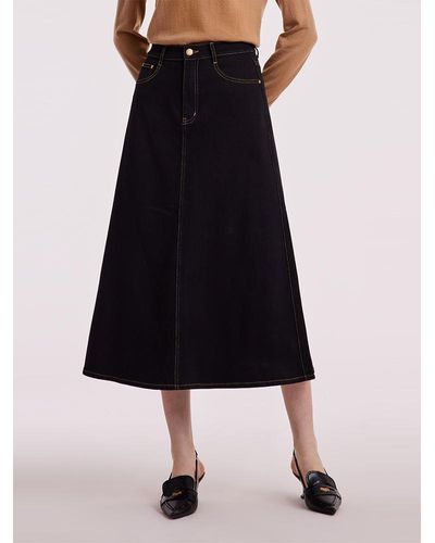 GOELIA Denim A-Line Skirt - Black