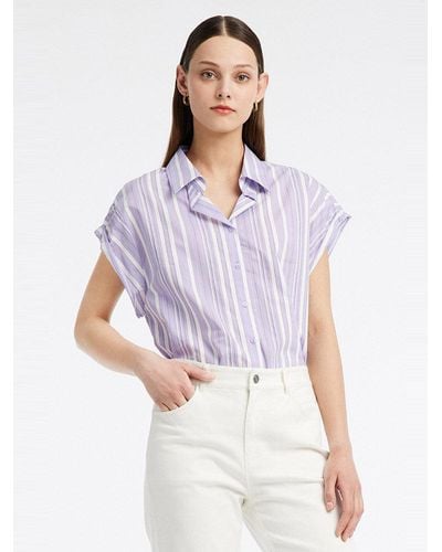 GOELIA Cotton Stripe Shirt - White