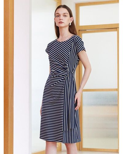 GOELIA Stripe Wrap Mini Dress - Blue