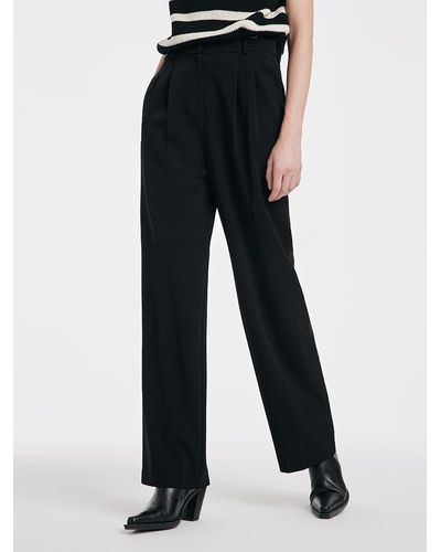 GOELIA Acetate Straight Full Length Pants - Black
