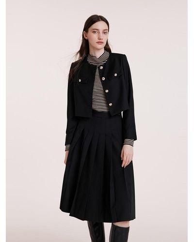 GOELIA College Style Short Jacket And Skirt Set - Black