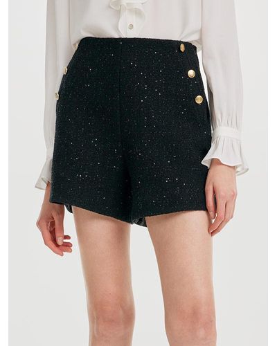 GOELIA Elegant Tweed Shorts - Black