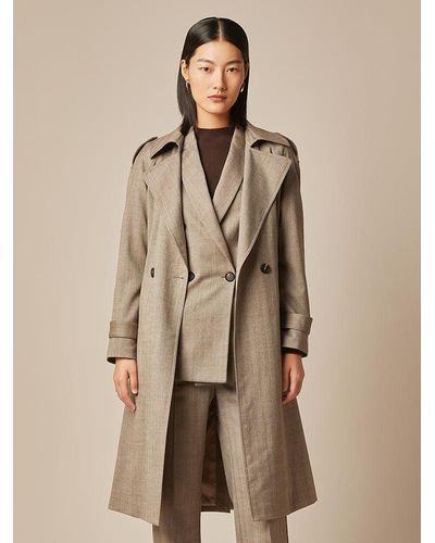 GOELIA Mid-Length Double-Breasted Notched Lapel Trench Coat - Natural