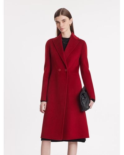 GOELIA Double-Faced Wool And Silk Blend Lapel Coat - Red