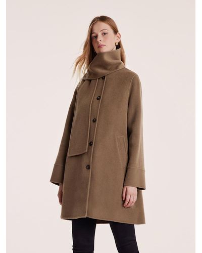 GOELIA Tencel Wool Double-Faced Coat With Scarf - Natural