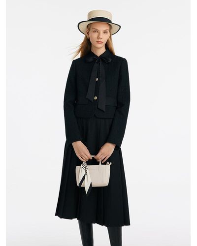 GOELIA Crop Jacket With Flaps And Half Skirt Two-Piece Suit - Black