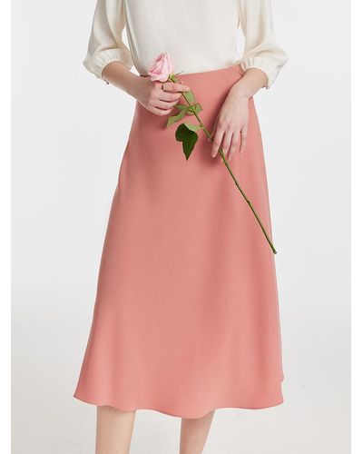 GOELIA Acetate A-Line High-Waisted Half Skirt - Pink