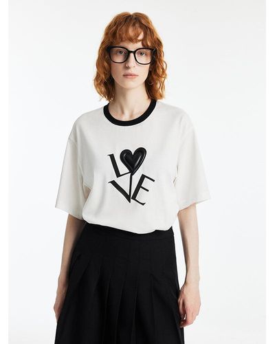 GOELIA Love Letter Printed Contrast Trim T-Shirt - White