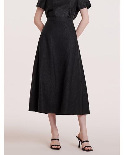 GOELIA Xiang Yun Silk A-Line Waisted Skirt - Black