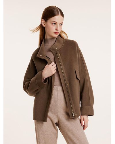 GOELIA Tencel Wool Mid-Length Jacket - Brown