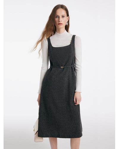 GOELIA Washable Woolen Vest Dress - Gray