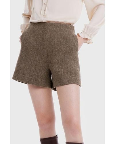GOELIA Retro Washable Woolen Shorts - Natural