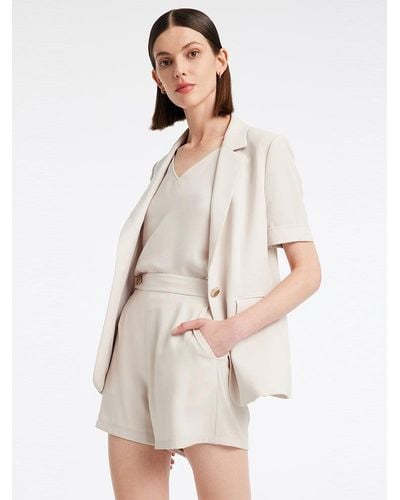 GOELIA Short Sleeve Blazer And Shorts Two-Piece Suit - Natural