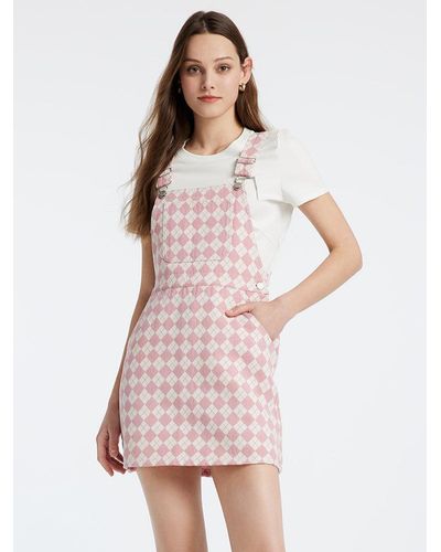 GOELIA Jacquard Denim Pinafore Mini Dress - Pink