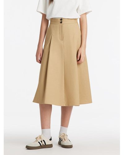 GOELIA Pleated A-Line Half Skirt - Natural