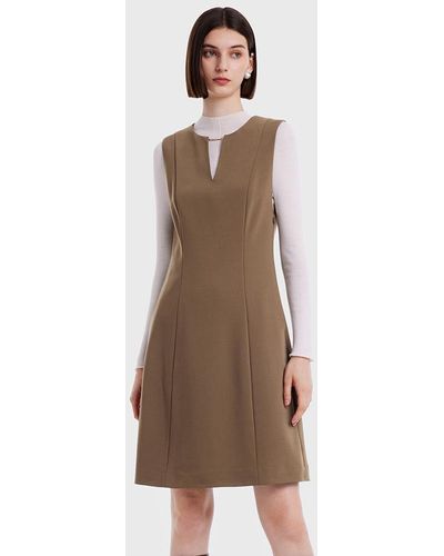 GOELIA Double Layer Worsted Woolen Vest Dress - Natural