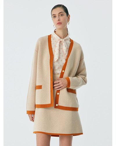 GOELIA Woven Lady Cardigan And Skirt Two-Piece Set - Natural