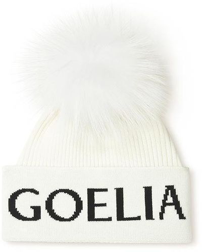 GOELIA Letter Jacquard Knitted Hat - White
