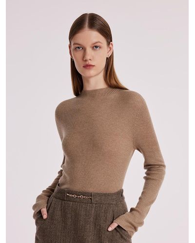 GOELIA Machine Washable Wool Seamless Sweater - Natural