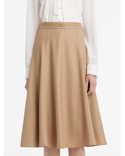 GOELIA Worsted Wool A-Line Half Skirt - Natural