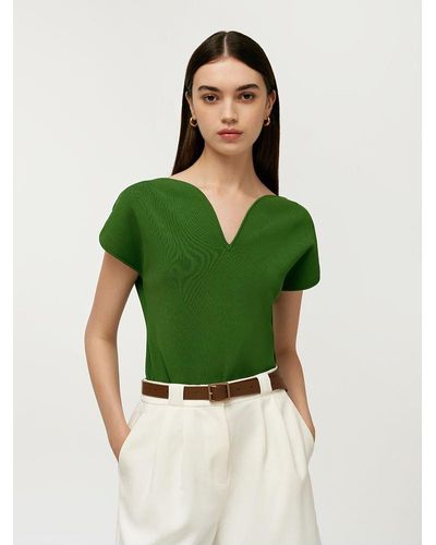 GOELIA V-Neck Knit Top - Green