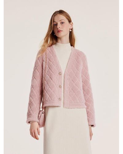 GOELIA Velour Short Coat With Bag - Pink