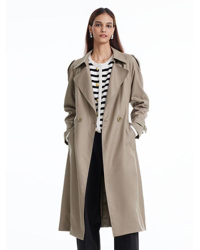 GOELIA Worsted Woolen Double-Breasted Trench Coat - Natural