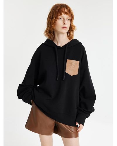 GOELIA Cotton Pullover Oversized Hoodie - Black