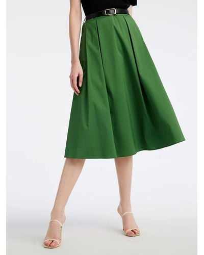 GOELIA A-Line Mid-Calf Skirt - Green