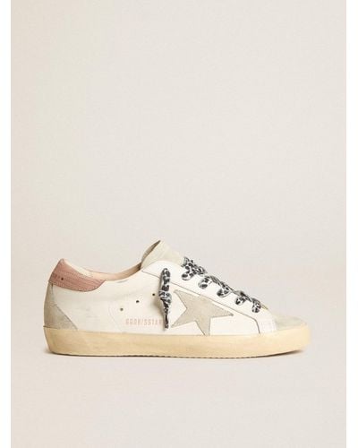 Golden Goose Super-Star With Ice- Star And Lizard-Print Heel Tab - Natural