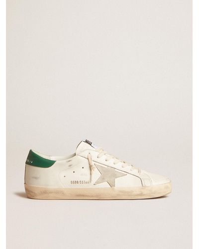Golden Goose Super-Star With Ice- Suede Star And Leather Heel Tab - Natural