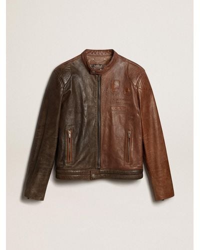 Golden Goose Biker-Inspired Nappa Leather Jacket - Brown