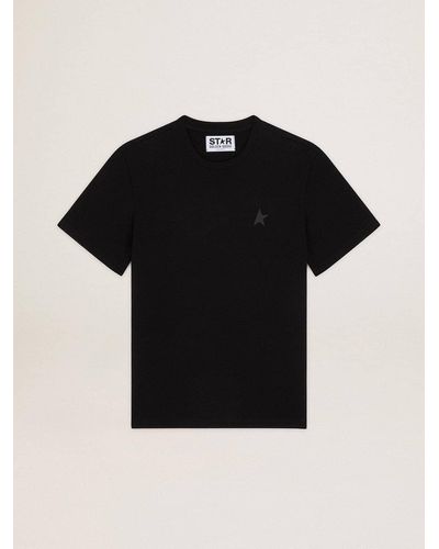 Golden Goose Star Collection T-Shirt With Tone-On-Tone Star On The Front - Black