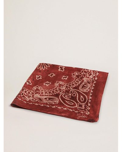 Golden Goose Burgundy Scarf With Paisley Pattern - Red