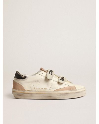 Golden Goose Old School Ltd With Perforated Star And Leather Heel Tab - Natural