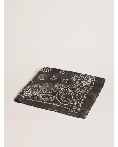 Golden Goose Anthracite Scarf With Paisley Print - Gray