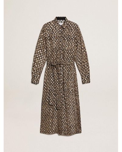 Golden Goose Shirt Dress With Animal Print And Fil Coupé - Multicolor