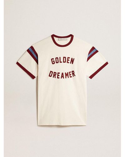 Golden Goose ’S Dress With Burgundy Lettering On The Front - Natural