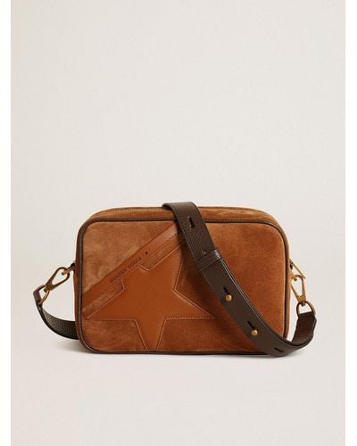 Golden Goose Star Bag In Tobacco-colored Suede With Tone-on-tone Leather Star - Multicolor