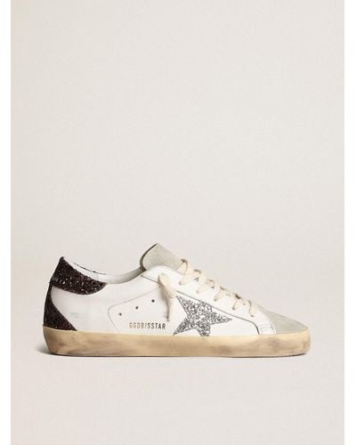 Golden Goose Super-Star With Star And Glitter Heel Tab - Natural