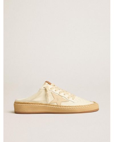Golden Goose Ball Star Sabots Ltd With Leather Star And Raffia Trim - Natural