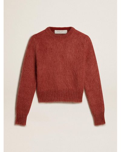 Golden Goose Dark Lilac Mohair Cropped Sweater - Red