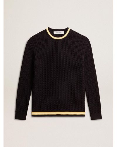Golden Goose ’S Round-Neck Sweater With Contrasting Ribbing - Black