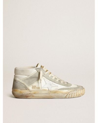Golden Goose ’S Mid Star Sneakers With Ice- Suede Inserts And Leather Star - Multicolor