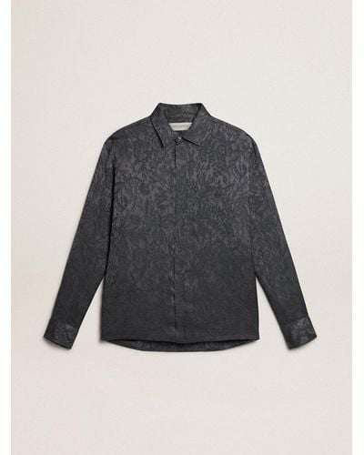 Golden Goose Jacquard Shirt With All-Over Toile De Jouy Pattern - Blue