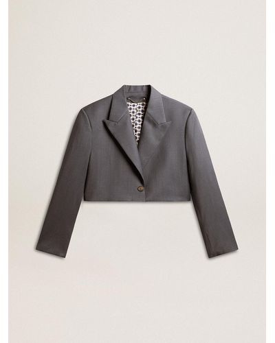 Golden Goose Single-Breasted Cropped Jacket - Gray