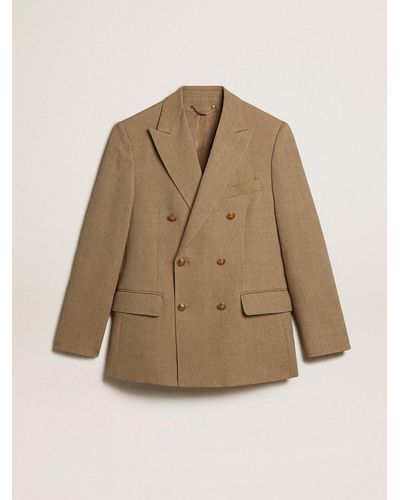 Golden Goose ’S Pale Beech-Colored Double-Breasted Blazer - Natural