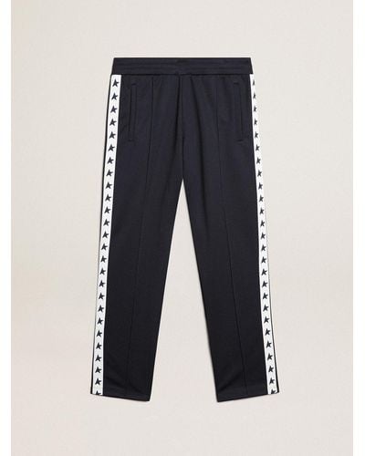 Golden Goose Dark Sweatpants With Contrasting Strip And Stars - Black